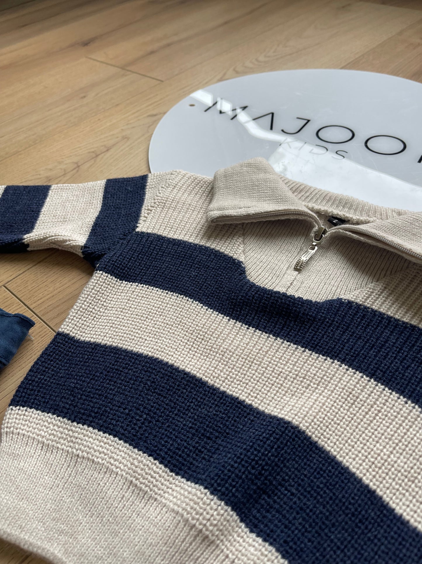 Navy Stripe Polo Knit Set
