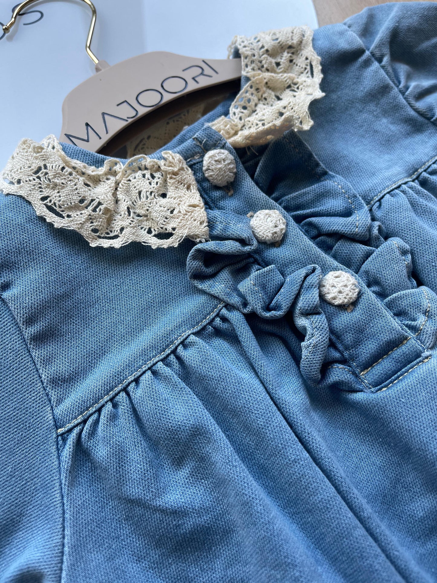 Denim Lace Vintage Romper