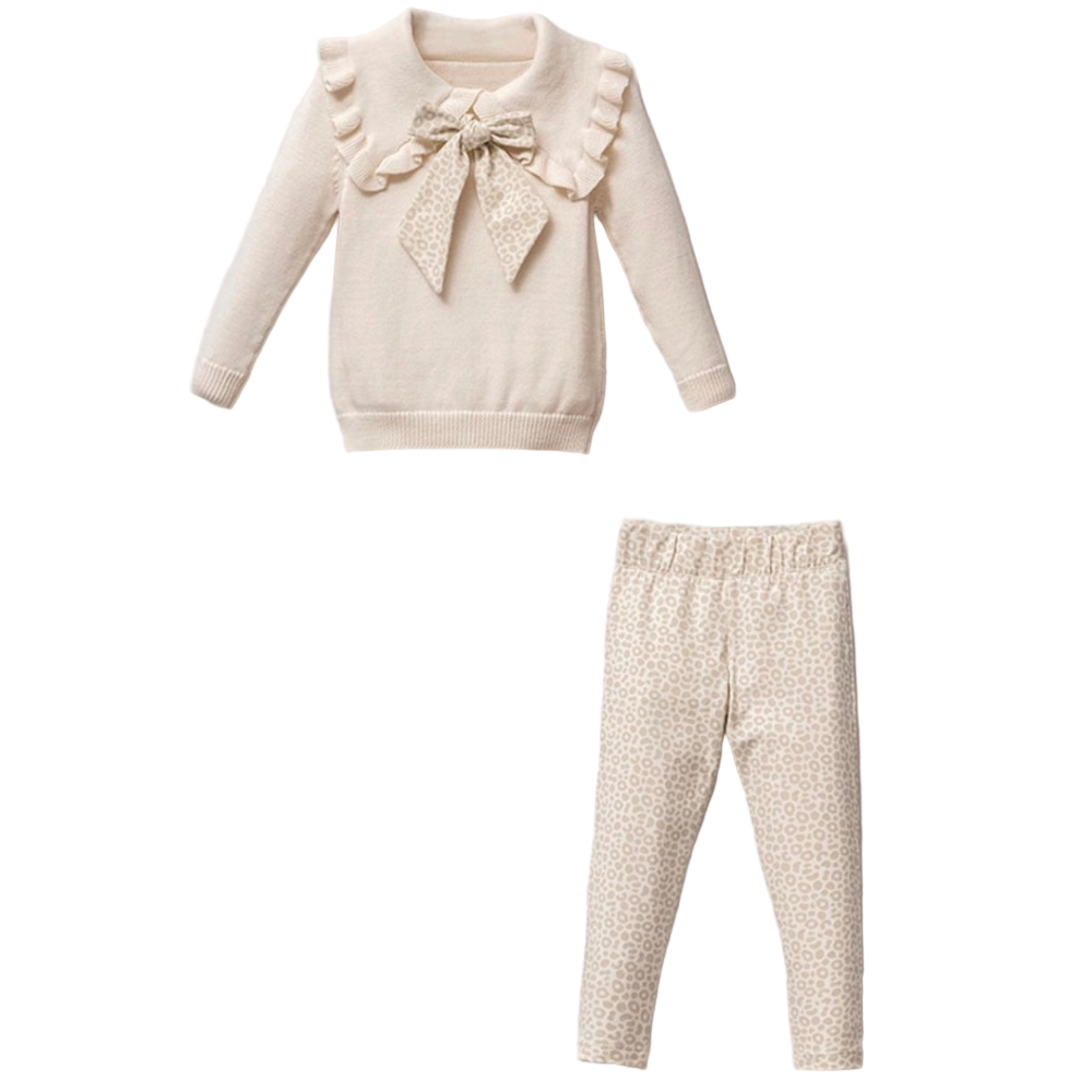 Stacy – Cream ruffles & bow set