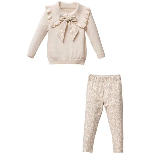 Stacy – Cream ruffles & bow set