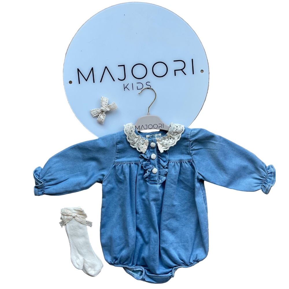 Denim Lace Vintage Romper
